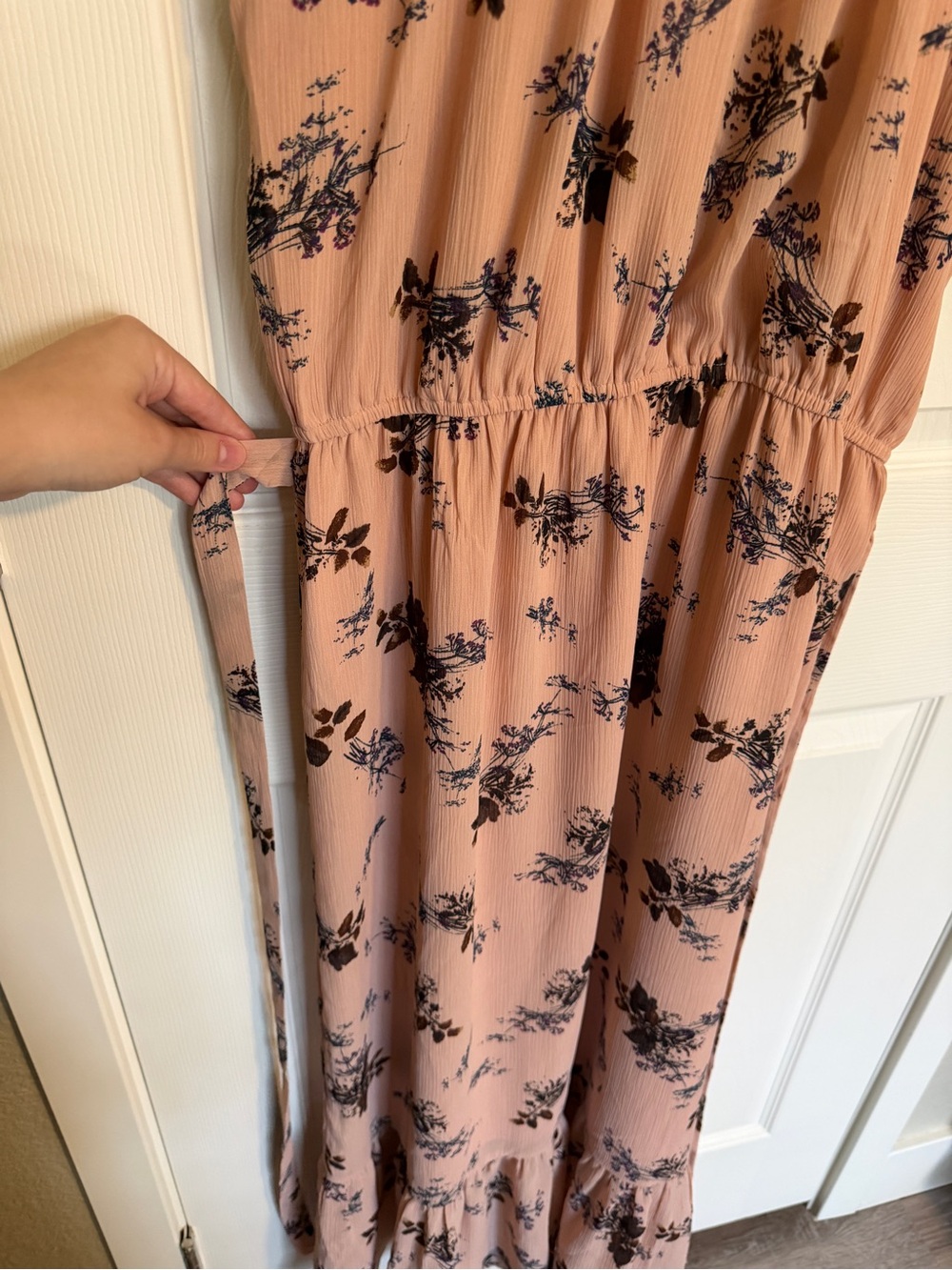 Chelsea 28 Blush Feminine Soft Floral Halter Maxi Dress Boho Romantic Size S - Picture 3 of 7